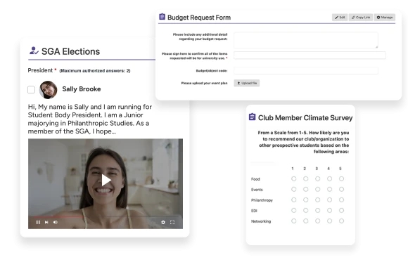 Collect key information through forms, surveys, and polls