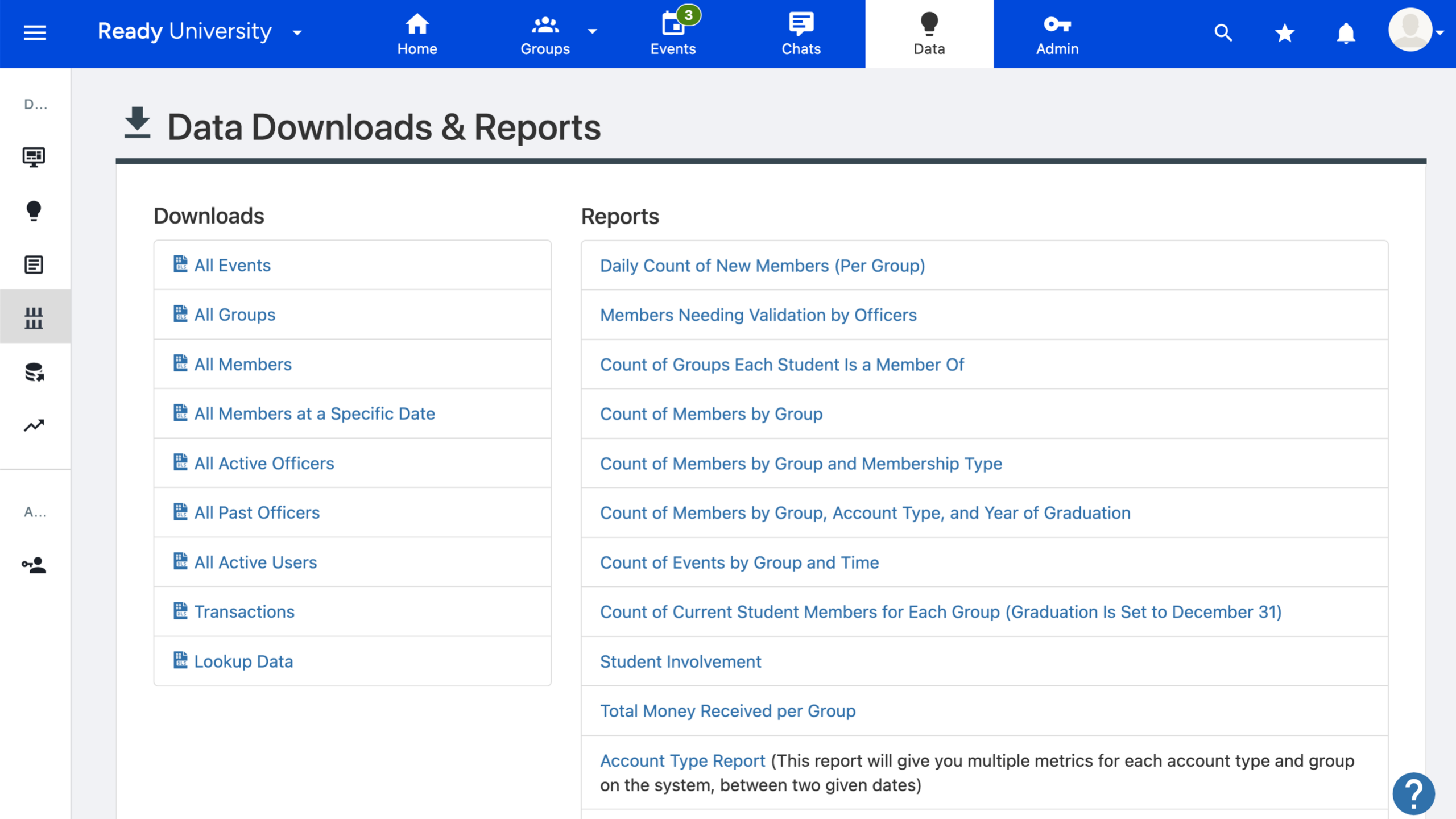 CampusGroups Data Intelligence - Reports Library