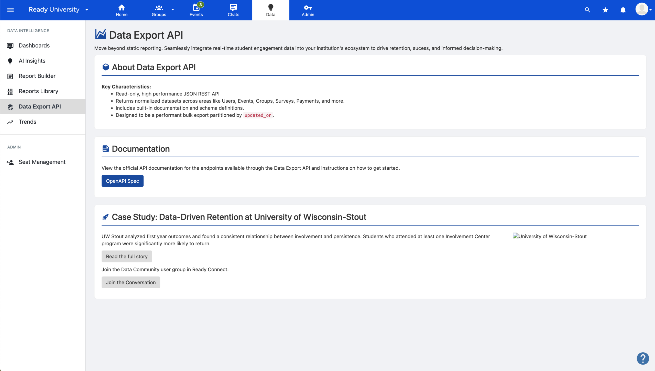 CampusGroups Data Intelligence - Data Export API