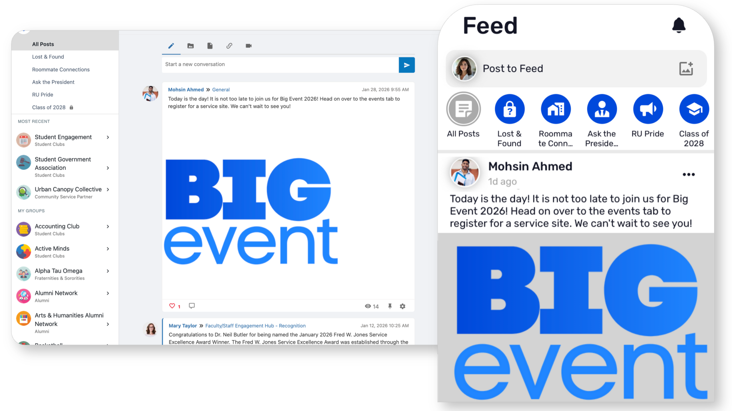 Student Community and Connection - campus feed | Ready Education CampusGroups