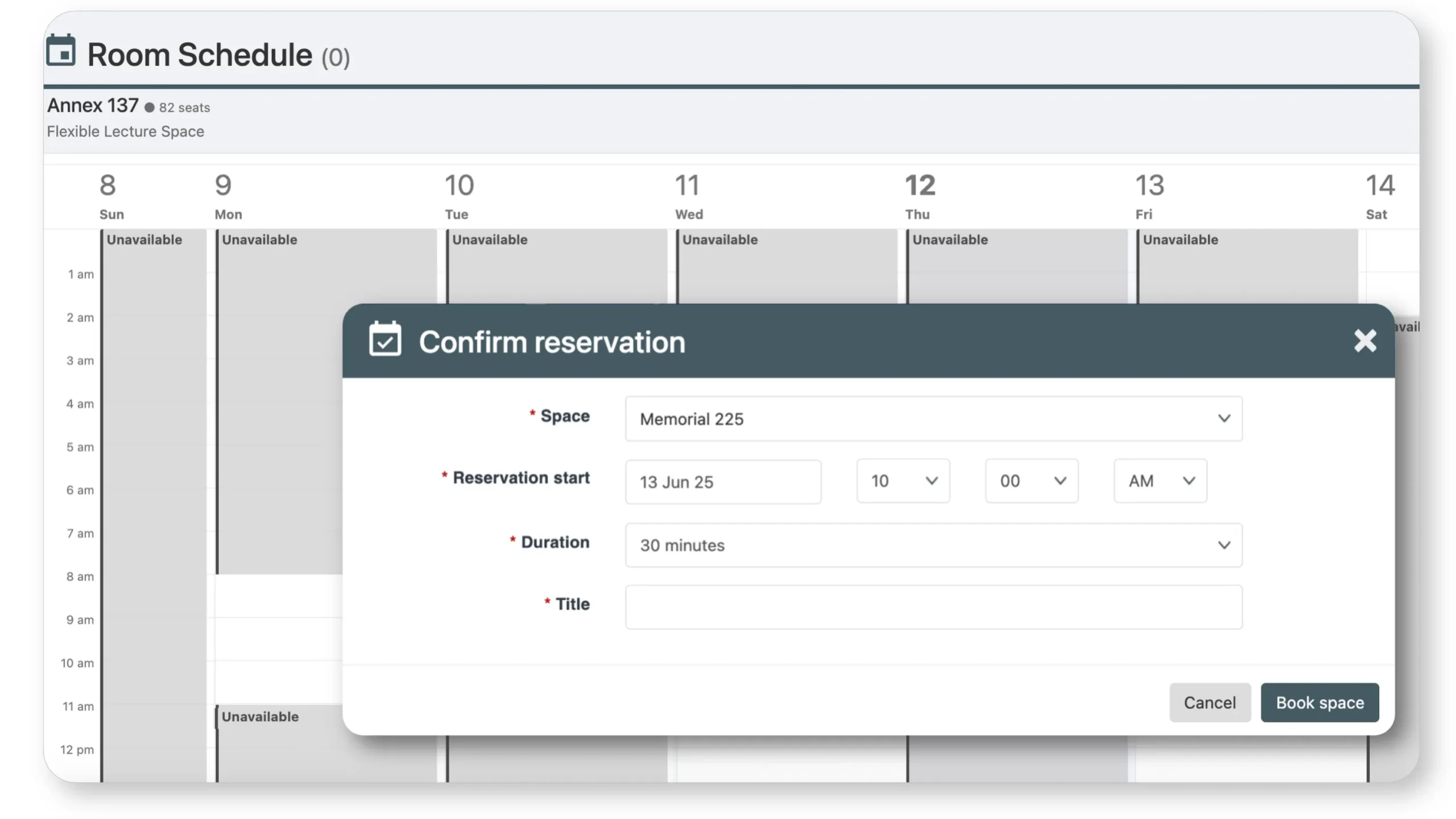 Screenshot of Ready Education CampusGroups Campus Reservation System