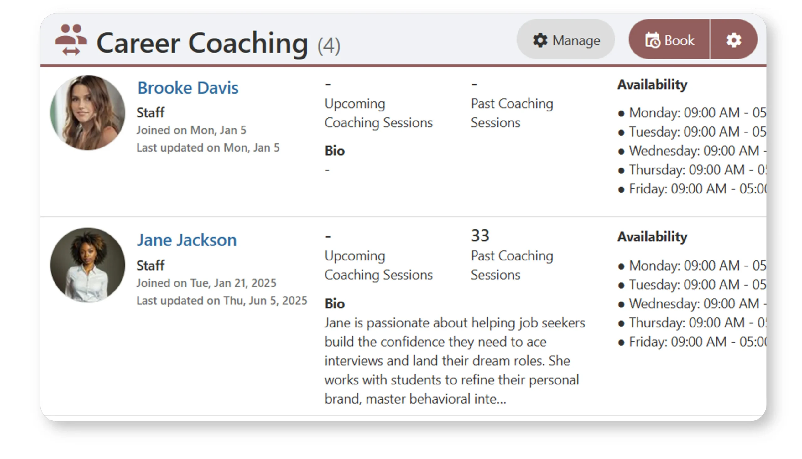 Screenshot of Ready Education CampusGroups Connections Programs like Career Coaching